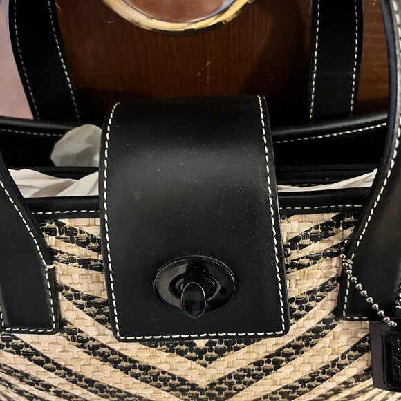 Coach Straw Zebra Striped Tote - Picture 12 of 14
